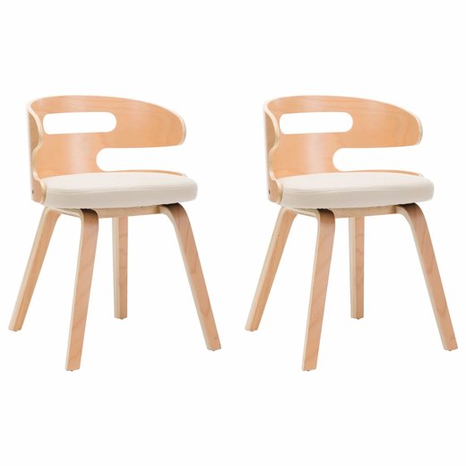 Esszimmersthle 2 Stk. Creme Bugholz und Kunstleder