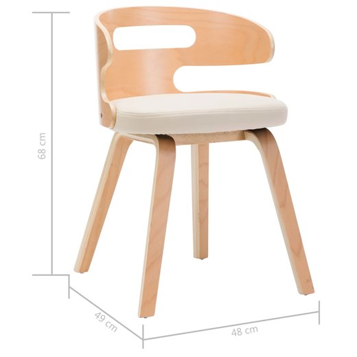 Esszimmersthle 2 Stk. Creme Bugholz und Kunstleder