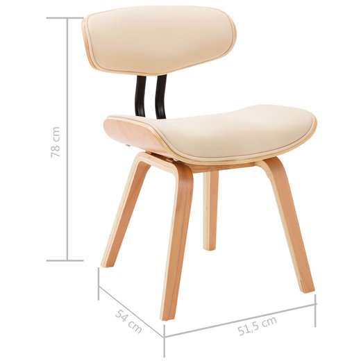 Esszimmersthle 2 Stk. Creme Bugholz und Kunstleder