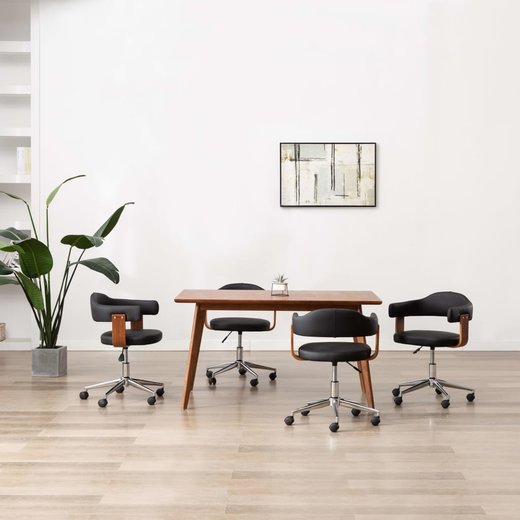 Drehbare Esszimmersthle 4 Stk. Schwarz Bugholz und Kunstleder