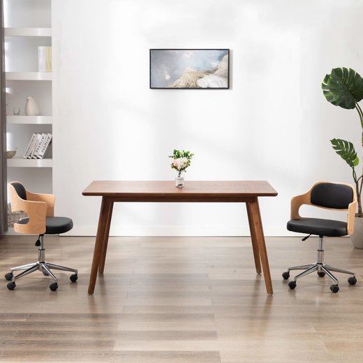 Drehbare Esszimmersthle 2 Stk. Schwarz Bugholz und Kunstleder