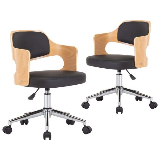 Drehbare Esszimmersthle 2 Stk. Schwarz Bugholz und Kunstleder