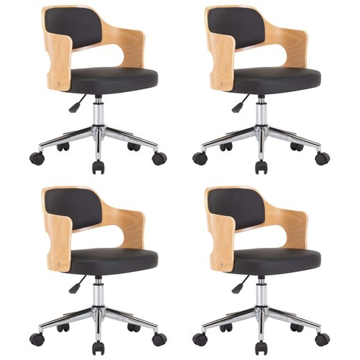 Drehbare Esszimmersthle 4 Stk. Schwarz Bugholz und Kunstleder