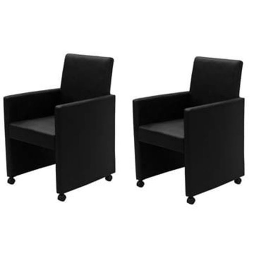 Esszimmersthle 2 Stk. Schwarz Kunstleder