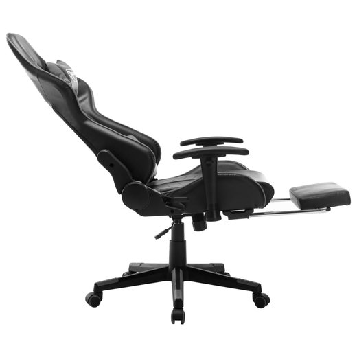 Gaming-Stuhl mit Fusttze Schwarz und Grau Kunstleder