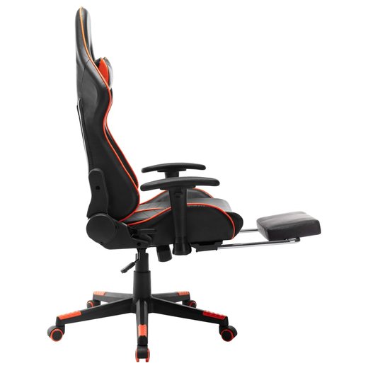 Gaming-Stuhl mit Fusttze Schwarz und Orange Kunstleder