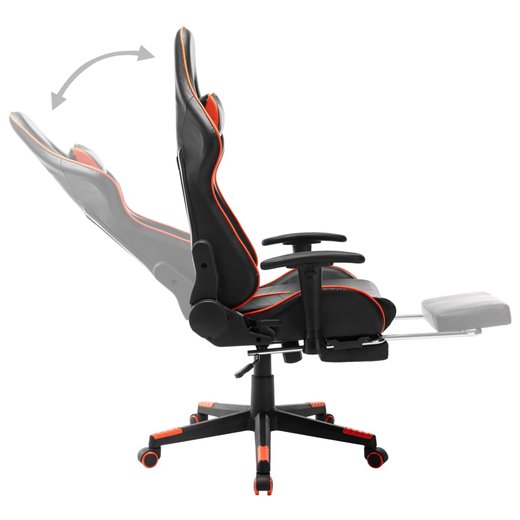 Gaming-Stuhl mit Fusttze Schwarz und Orange Kunstleder