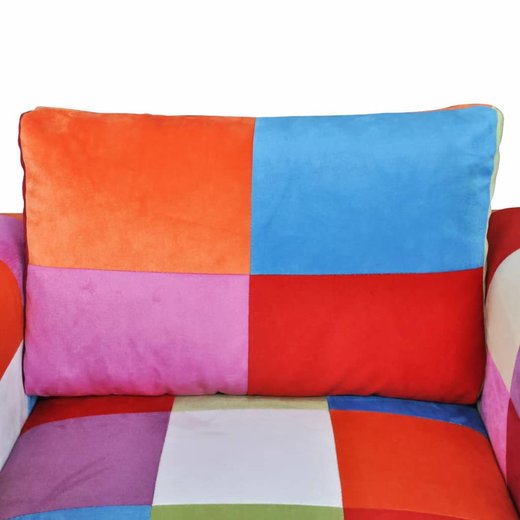 Wrfel-Sessel mit verchromten Fen Patchwork-Design Stoff