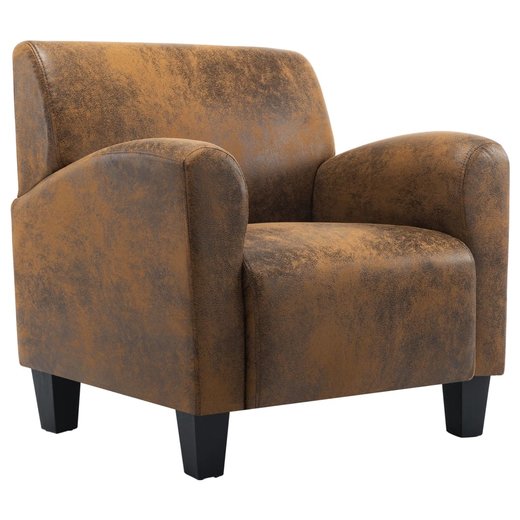Sessel Braun Kunstleder Wildleder-Optik