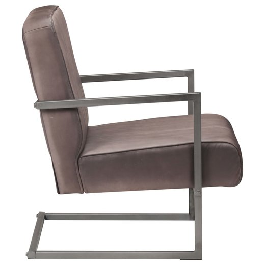 Freischwinger Sessel Distressed Braun Echtleder