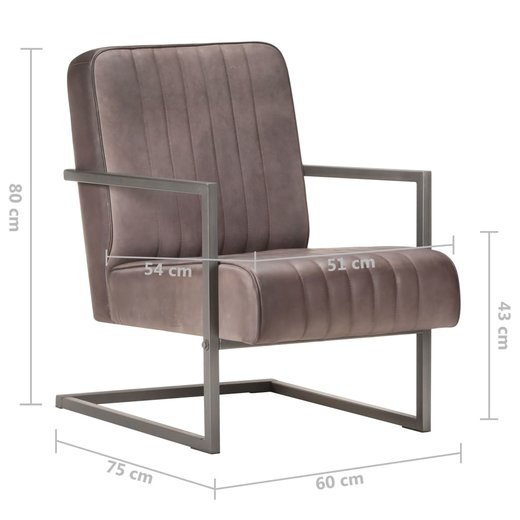 Freischwinger Sessel Distressed Braun Echtleder