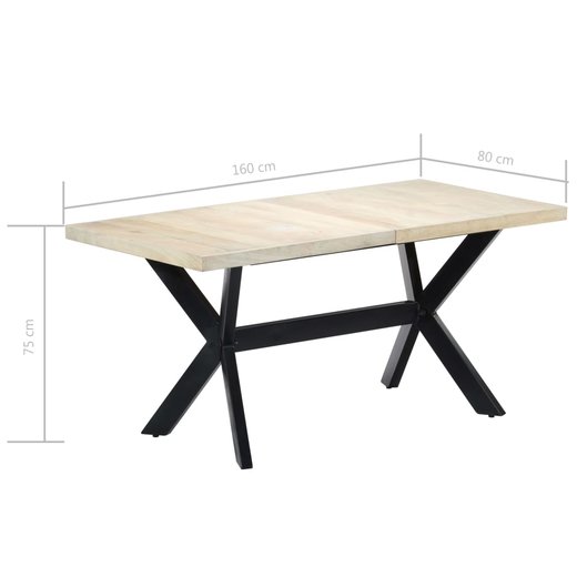 Esstisch Wei 160 x 80 x 75 cm Massivholz Mango
