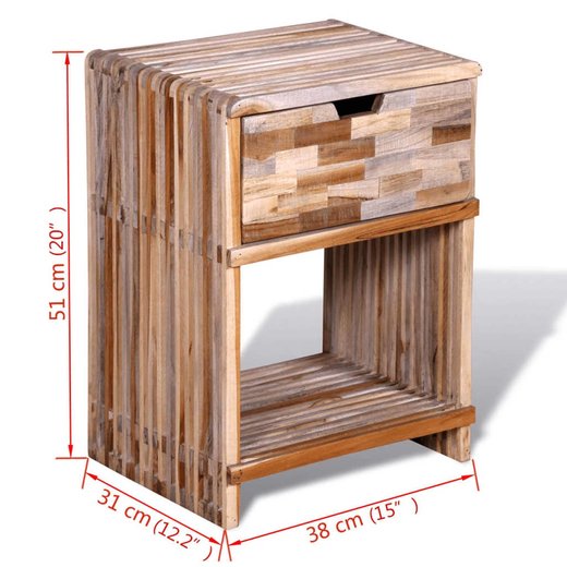 Nachttisch mit Schublade Altholz Teak