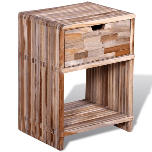 Nachttisch mit Schublade Altholz Teak