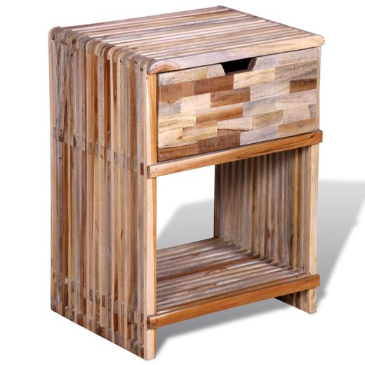 Nachttisch mit Schublade Altholz Teak