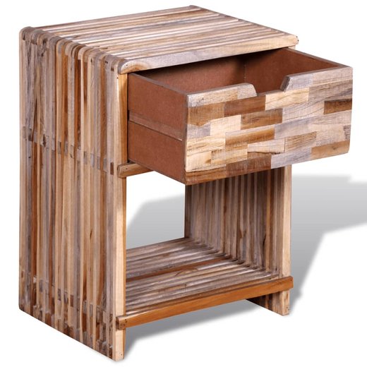 Nachttisch mit Schublade Altholz Teak