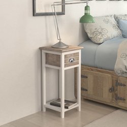 Nachttisch mit 1 Schublade Braun/Wei