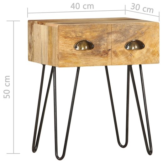 Nachttisch 40 x 30 x 50 cm Mango Massivholz