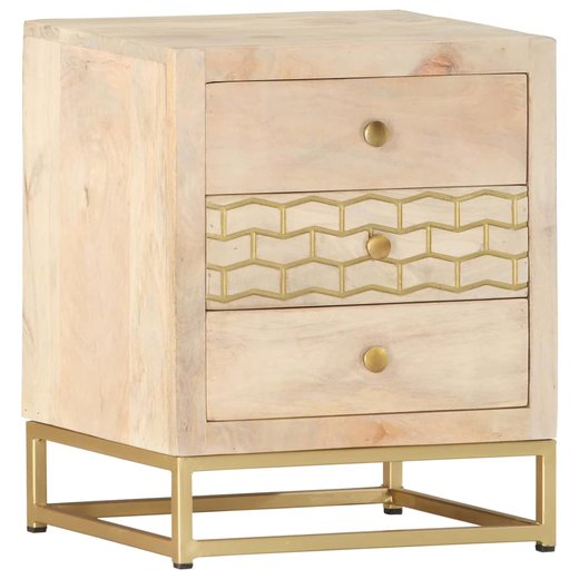 Nachttisch Golden 40 x 30 x 50 cm Mango Massivholz