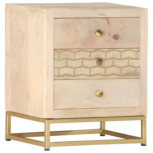 Nachttisch Golden 40 x 30 x 50 cm Mango Massivholz