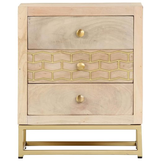 Nachttisch Golden 40 x 30 x 50 cm Mango Massivholz