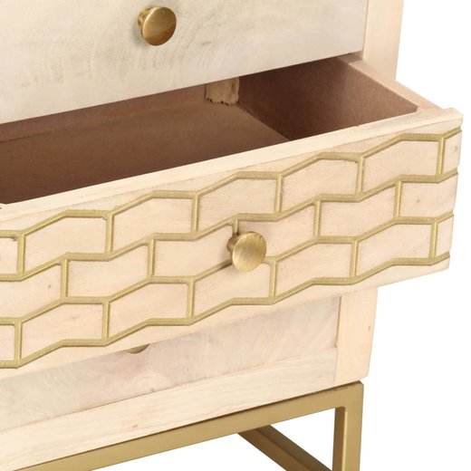 Nachttisch Golden 40 x 30 x 50 cm Mango Massivholz