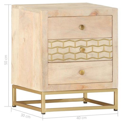 Nachttisch Golden 40 x 30 x 50 cm Mango Massivholz
