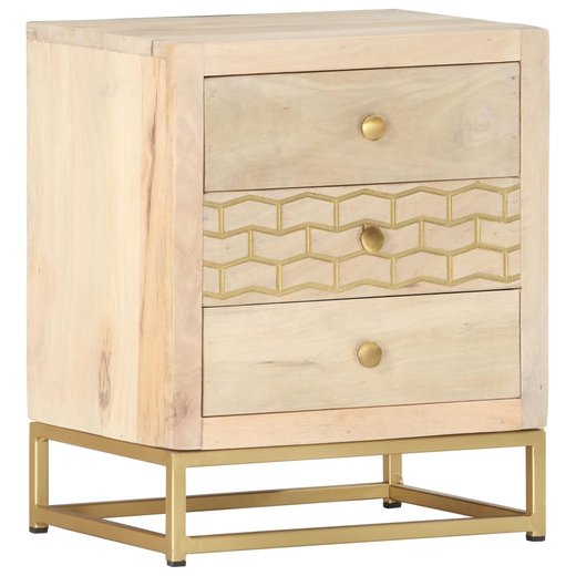 Nachttisch Golden 40 x 30 x 50 cm Mango Massivholz