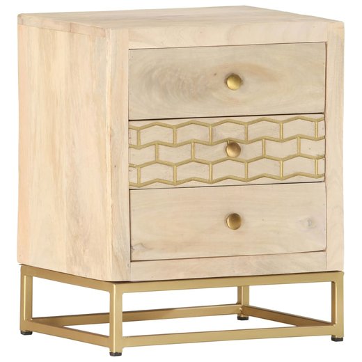 Nachttisch Golden 40 x 30 x 50 cm Mango Massivholz