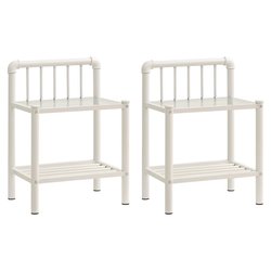 Nachttische 2 Stk. Wei Transparent Metall und Glas