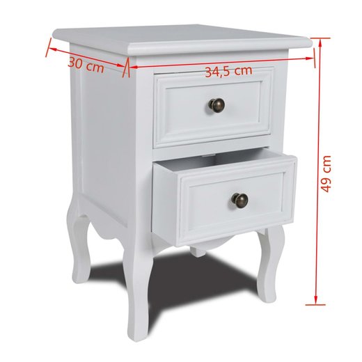 Nachtschrank mit 2 Schubladen MDF Wei