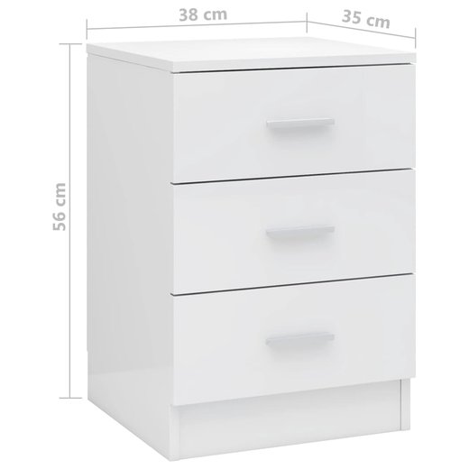 Nachtschrank Hochglanz-Wei 383556 cm Spanplatte