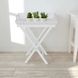 Serviertisch/Beistelltisch mit Tablett Wei