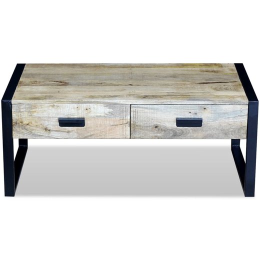 Couchtisch mit 2 Schubladen Mangoholz Massiv 100x60x40 cm