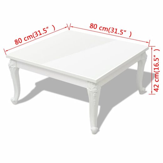 Couchtisch 80x80x42 cm Hochglanz Wei