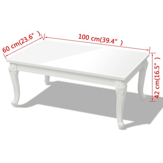 Couchtisch 100x60x42 cm Hochglanz Wei