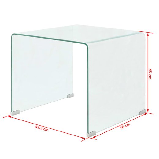 Couchtisch aus gehrtetem Glas 49,5 x 50 x 45 cm Transparent