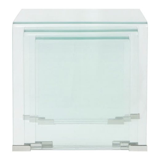 Dreiteiliges Satztisch-Set aus gehrtetem Glas Transparent