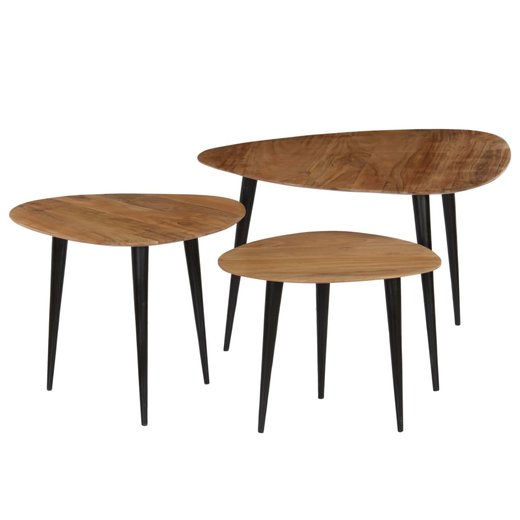 Couchtisch-Set 3-teilig Akazienholz Massiv