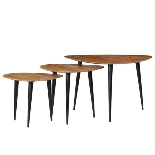 Couchtisch-Set 3-teilig Akazienholz Massiv