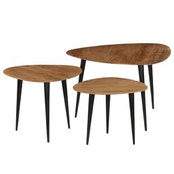 Couchtisch-Set 3-teilig Akazienholz Massiv