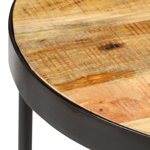Couchtisch Oval Raues Mango-Massivholz und Stahl 100 cm