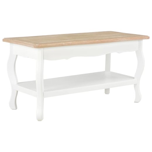 Couchtisch Wei und Braun 87,5 x 42 x 44 cm Kiefernholz Massiv