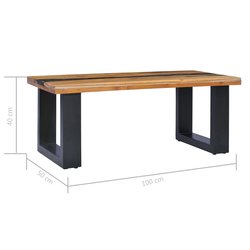 Couchtisch 100 x 50 x 40 cm Massivholz Teak und Polyresin - Desenimo