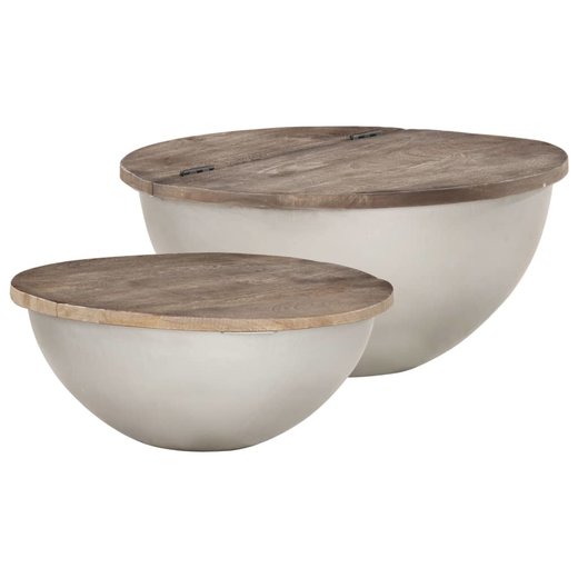 Schsselfrmiges Couchtisch-Set 2 Stk. Mango Massivholz