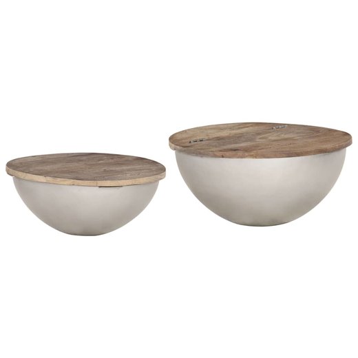 Schsselfrmiges Couchtisch-Set 2 Stk. Mango Massivholz