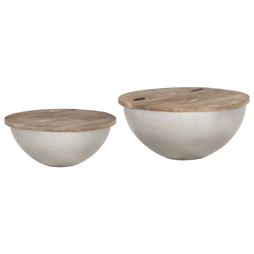 Schsselfrmiges Couchtisch-Set 2 Stk. Mango Massivholz