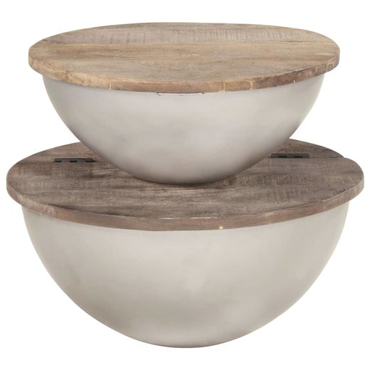 Schsselfrmiges Couchtisch-Set 2 Stk. Mango Massivholz