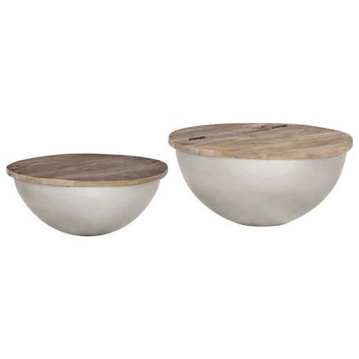 Schsselfrmiges Couchtisch-Set 2 Stk. Mango Massivholz