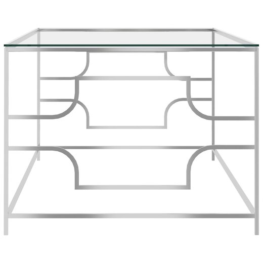 Couchtisch Silbern 120x60x45 cm Edelstahl und Glas